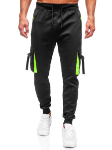 Pantaloni jogger di tuta tipo cargo da uomo neri Bolf 8K1116