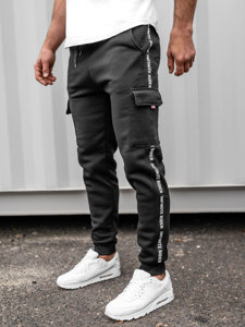 Pantaloni jogger di tuta tipo cargo da uomo neri Bolf JX8715B