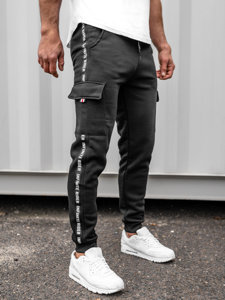 Pantaloni jogger di tuta tipo cargo da uomo neri Bolf JX8715B