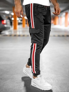 Pantaloni jogger di tuta tipo cargo da uomo neri Bolf YLB88018A