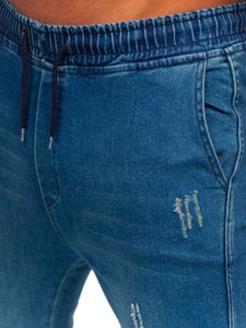 Pantaloni jogger in jeans da uomo blu Bolf 0028