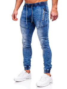 Pantaloni jogger in jeans da uomo blu Bolf E7756