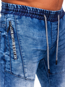 Pantaloni jogger in jeans da uomo blu Bolf E7756