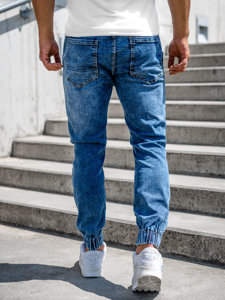 Pantaloni jogger in jeans da uomo blu Bolf K10001-1