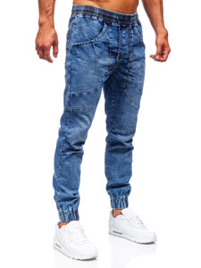 Pantaloni jogger in jeans da uomo blu Bolf K10001-1