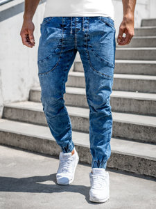 Pantaloni jogger in jeans da uomo blu Bolf K10001-1