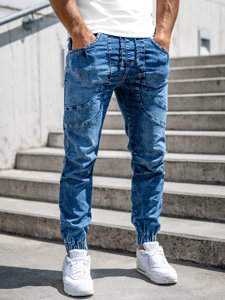 Pantaloni jogger in jeans da uomo blu Bolf K10001-1