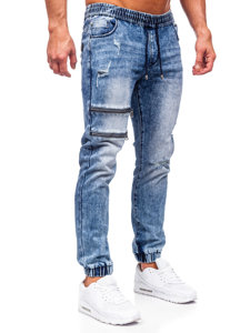 Pantaloni jogger in jeans da uomo blu Bolf MP0095BS