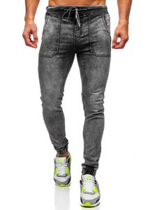 Pantaloni jogger in jeans da uomo neri Bolf KA1860