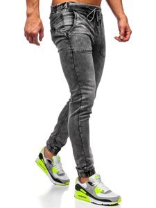 Pantaloni jogger in jeans da uomo neri Bolf KA1860