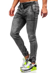 Pantaloni jogger in jeans da uomo neri Bolf KA1860