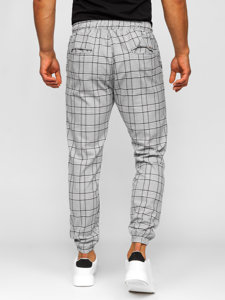 Pantaloni jogger in tessuto a quadri da uomo grigio Bolf 0068