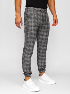 Pantaloni jogger in tessuto a scacchi da uomo grafite Bolf 0067