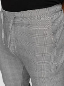 Pantaloni jogger in tessuto a scacchi da uomo grigio Bolf 0066