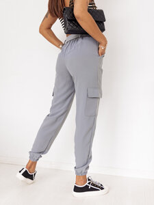 Pantaloni jogger in tessuto cargo da donna grigio Bolf 8266