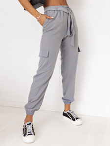 Pantaloni jogger in tessuto cargo da donna grigio Bolf 8266