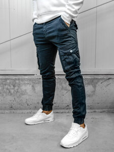 Pantaloni jogger in tessuto cargo da uomo blu Bolf JM5502A