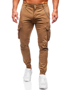 Pantaloni jogger in tessuto cargo da uomo camello Bolf SK850