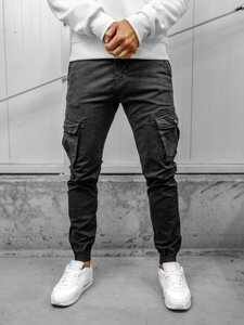 Pantaloni jogger in tessuto cargo da uomo grigio Bolf JM5502A