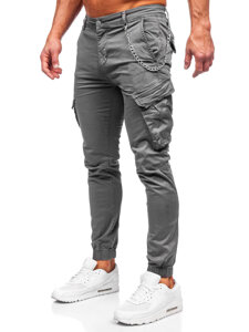 Pantaloni jogger in tessuto cargo da uomo grigio Bolf SK850