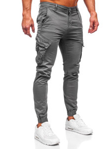 Pantaloni jogger in tessuto cargo da uomo grigio Bolf SK850