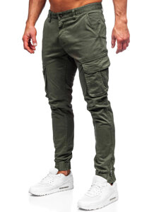 Pantaloni jogger in tessuto cargo da uomo khaki Bolf 77322