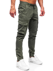 Pantaloni jogger in tessuto cargo da uomo khaki Bolf 77322