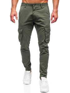 Pantaloni jogger in tessuto cargo da uomo khaki Bolf 77322