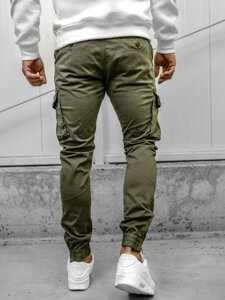 Pantaloni jogger in tessuto cargo da uomo khaki Bolf 77322A