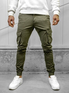 Pantaloni jogger in tessuto cargo da uomo khaki Bolf 77322A