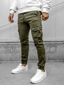 Pantaloni jogger in tessuto cargo da uomo khaki Bolf JM5502A