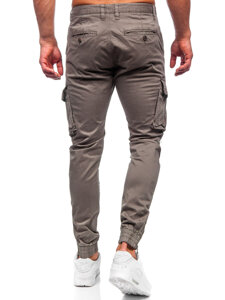 Pantaloni jogger in tessuto cargo da uomo marrone Bolf 77322