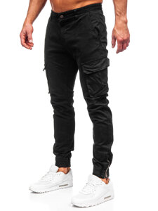 Pantaloni jogger in tessuto cargo da uomo nero Bolf 77322