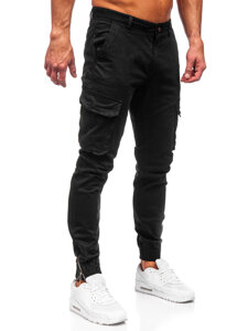 Pantaloni jogger in tessuto cargo da uomo nero Bolf 77322