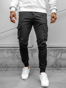 Pantaloni jogger in tessuto cargo da uomo nero Bolf 77322A