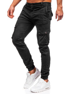 Pantaloni jogger in tessuto cargo da uomo nero Bolf JM5502