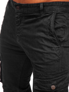 Pantaloni jogger in tessuto cargo da uomo nero Bolf JM5502