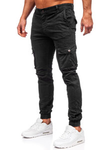 Pantaloni jogger in tessuto cargo da uomo nero Bolf JM5502