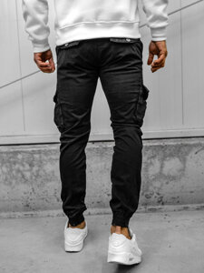 Pantaloni jogger in tessuto cargo da uomo nero Bolf JM5502A