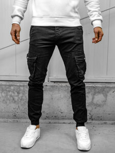 Pantaloni jogger in tessuto cargo da uomo nero Bolf JM5502A