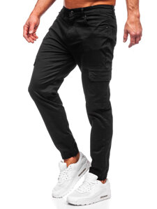 Pantaloni jogger in tessuto cargo da uomo nero Bolf S201