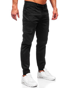 Pantaloni jogger in tessuto cargo da uomo nero Bolf S201