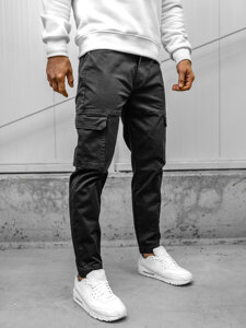 Pantaloni jogger in tessuto cargo da uomo nero Bolf S201A