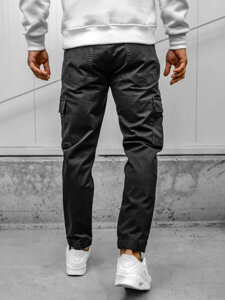 Pantaloni jogger in tessuto cargo da uomo nero Bolf S201A