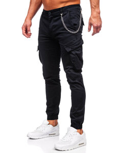 Pantaloni jogger in tessuto cargo da uomo nero Bolf SK850