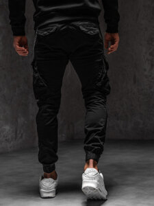 Pantaloni jogger in tessuto cargo da uomo nero Bolf SK850