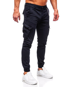 Pantaloni jogger in tessuto cargo da uomo nero Bolf SK850