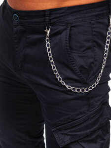 Pantaloni jogger in tessuto cargo da uomo nero Bolf SK850