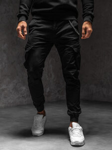 Pantaloni jogger in tessuto cargo da uomo nero Bolf SK850