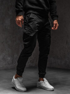 Pantaloni jogger in tessuto cargo da uomo nero Bolf SK850